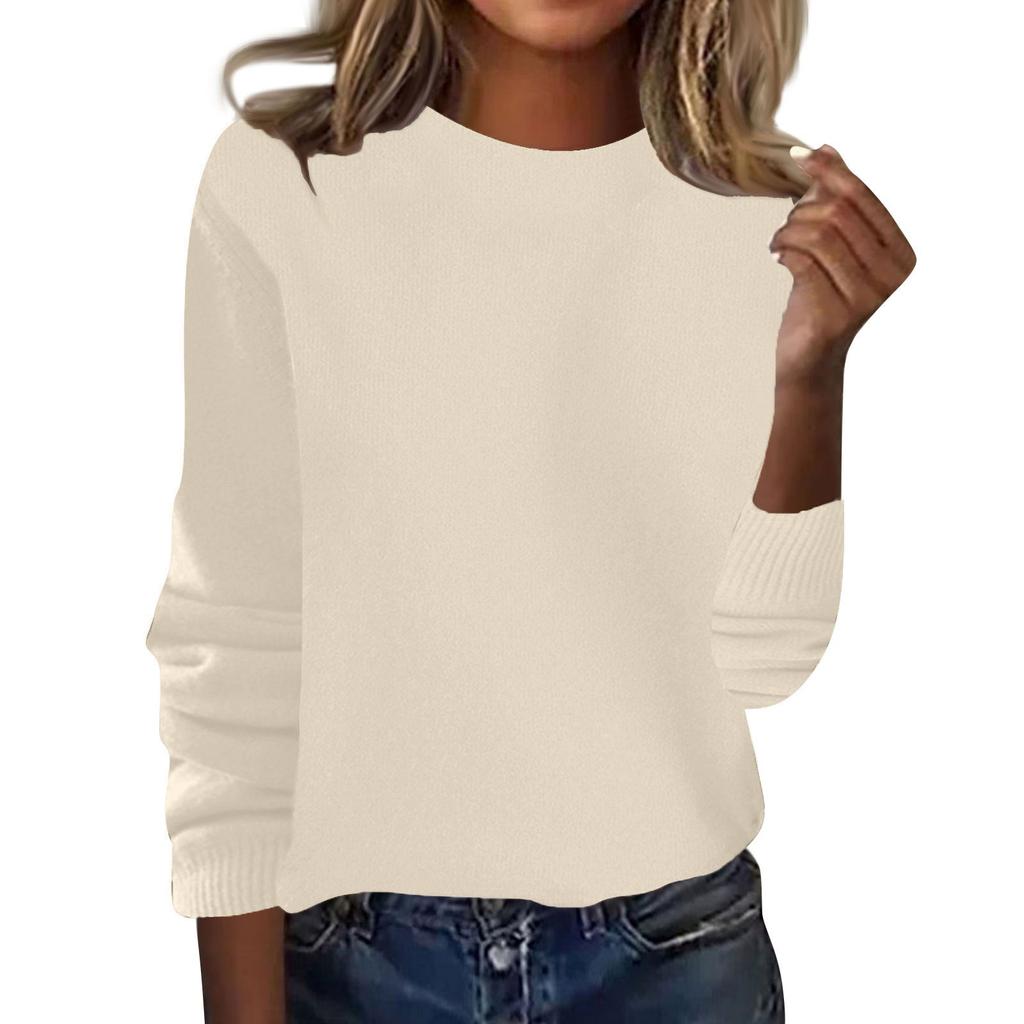 Women's Fashion Loose Round Neck Long Sleeve Bottom Shirt Top Knitted Sweater