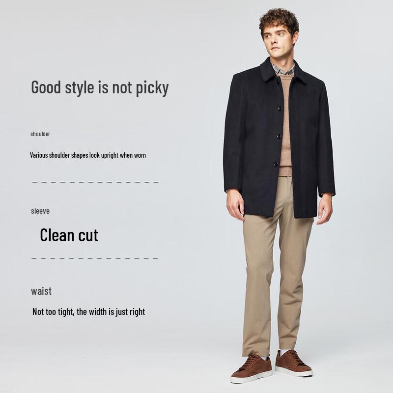 Hodo Men's Luxury Merino Wool Blend Mid-Length Winter Coat