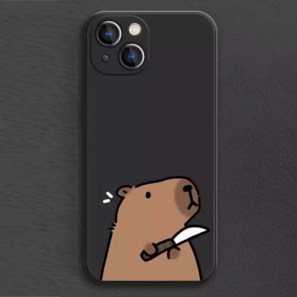 Soft Silicone Phone Case for IPhone 16 15 11 12 13 Pro Max Mini XS XR X 7 8 14 Plus Cartoon Animal Capybara Couple Paired Cover