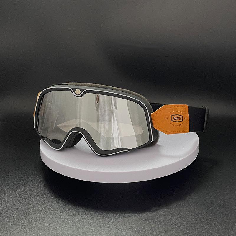 Vintage 100 Goggles Harley Motorcycle Motorcycle Eye Protection Windproof Sand UV Riding Glasses Replaceable Lenses