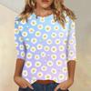 Top da Donna Casual a Manica a Tre Quarti con Stampa Floreale Girocollo Vestibilità Larga Pullover Camicetta Leggera per l'Uso Quotidiano