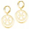 Gold Earrings with the Zodiac Sign Pisces Pisces Zodiacs Silver 925