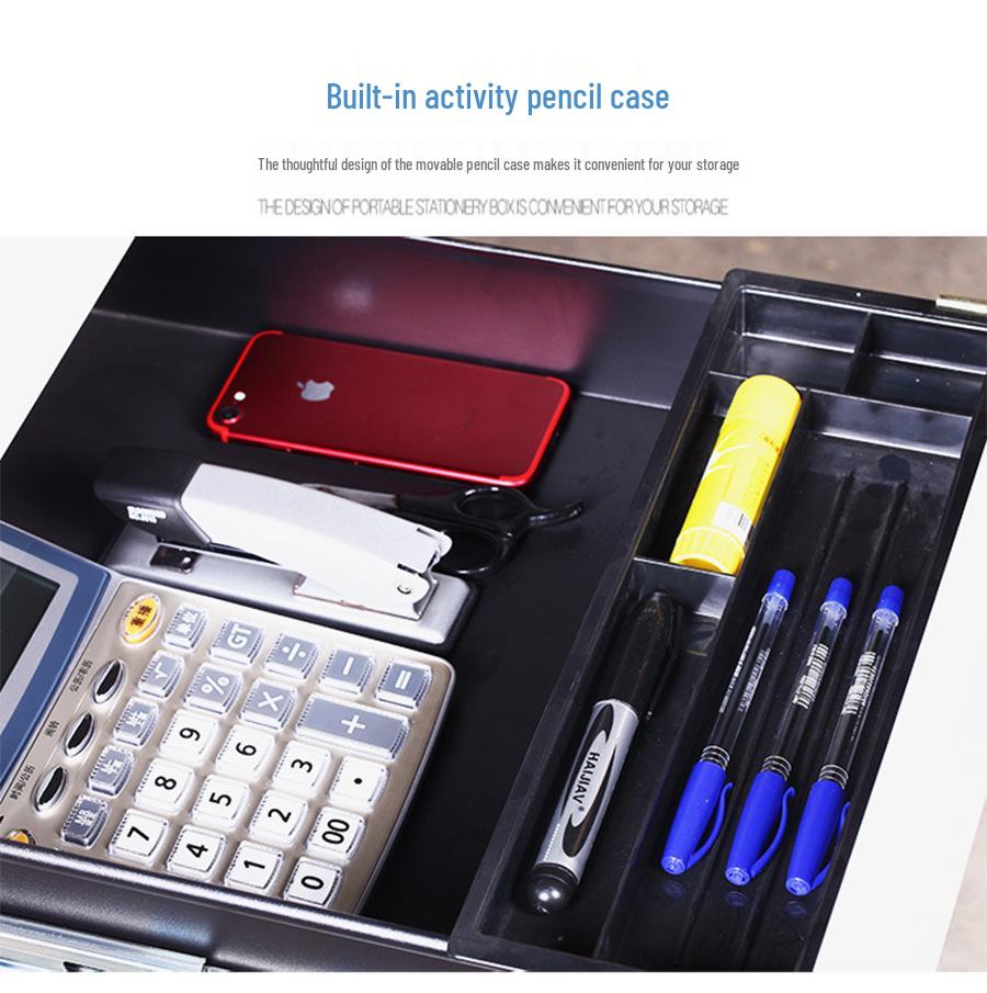 Three-Drawer Metal Mobile Filing Cabinet - Desk-Side A4 Steel Storage