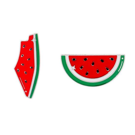 Brooch Pin Lightweight Zinc Alloy Watermelon Shape Badge Smooth Surface Lasers Cut Design Pin Lapel Accessory