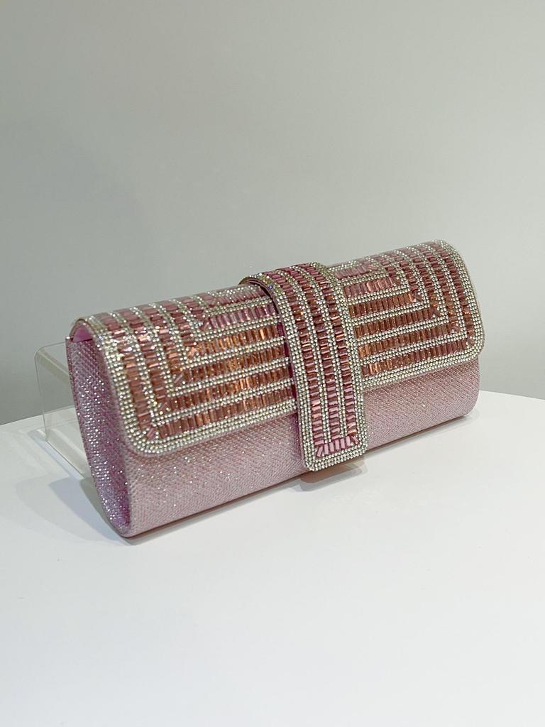 Women's Rhinestone Sparkle Chain Evening Clutch - Bridal, Banquet, Wedding, Socialite Handbag