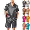 Herren Kurzarm Hemd mit Knöpfen und Schlafshorts Weiche Lässige Zweiteilige Nachtwäsche für Zuhause Größe S-4XL