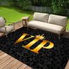 Luxuriöser 3D VIP Teppich - Rutschfestes Polyester, Schwarz & Gold VIP Krone, Ideal für Terrasse, Wohnzimmer, Schlafzimmer