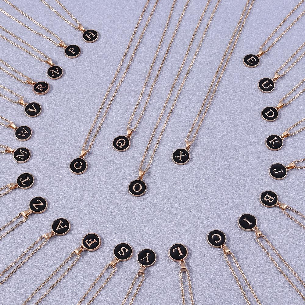 Fashion Enamel Initials Letter Pendant Necklace for Women Girls A-Z Alphabet Name Necklace Birthday Jewelry Gift