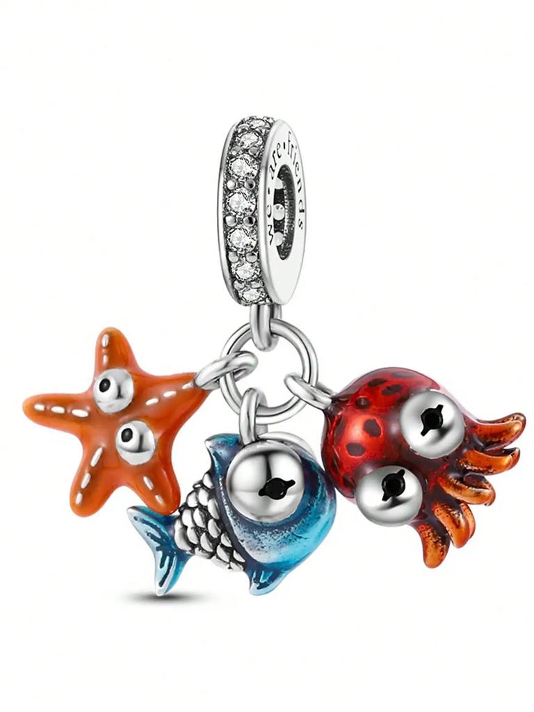Charms Plata Deep-Sea Colorful Fish Octopu Beads For Charmsoriginales Bracelet Beads Jewellery Making Women'S Gift