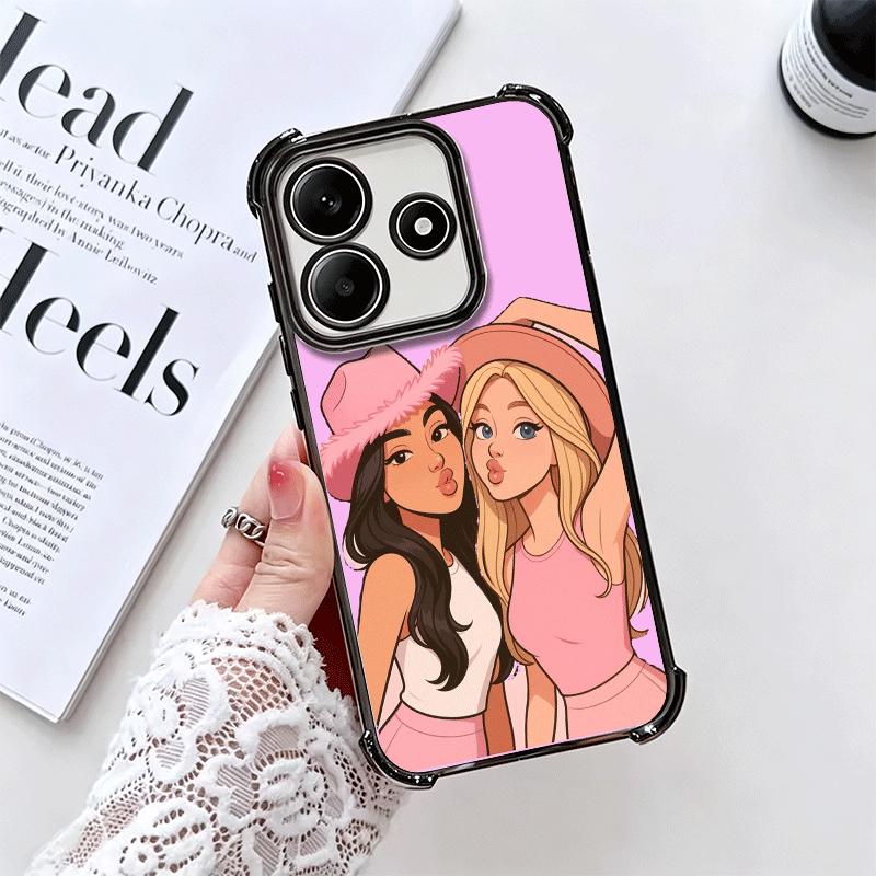Best Friends Forever Girls Plating Phone Case For Xiaomi Redmi Note 14 15 Pro Plus 13 12 11 11S 11T 10 9S 9 5G Anti-Fall Airabag
