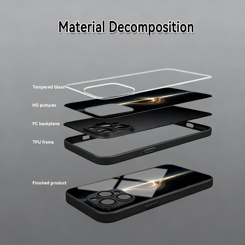 Interstellar Black Hole Light Tempered Glass Phone Case for iPhone 17 13 12 11 Pro Max 14 15 16 Plus X XR XS 7 8 16E 17Air Cover