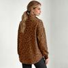 Women's Leopard Print Quarter-Zip Pullover Sweatshirt