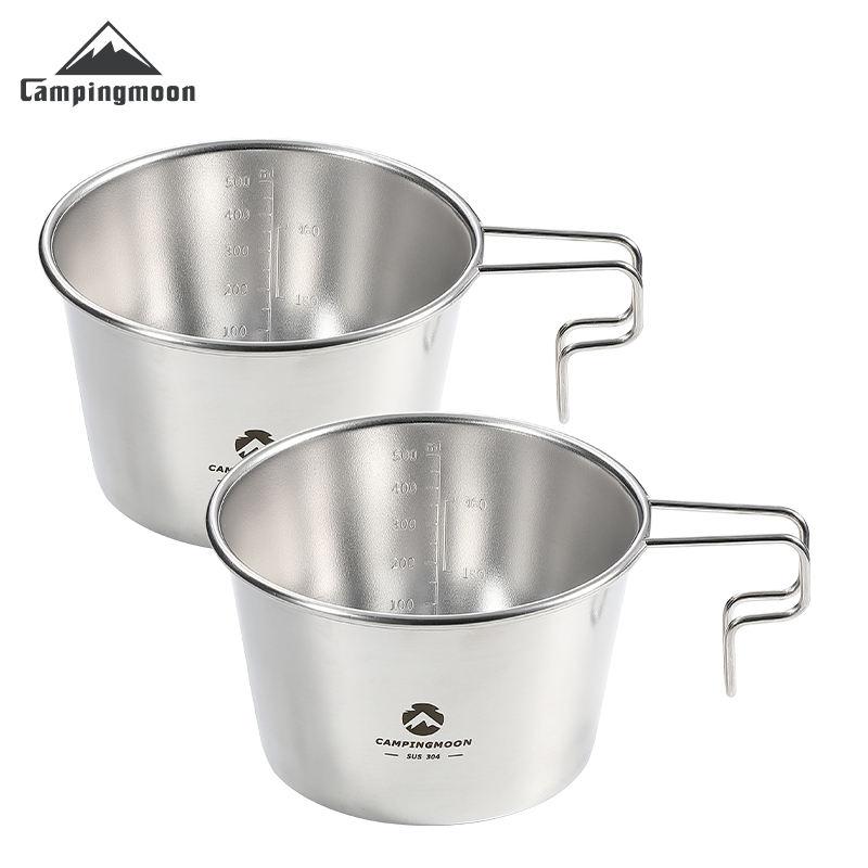 Portable Outdoor 304 Stainless Steel Camping Bowls Set 600ml Outdoor Bowling Set With Handle