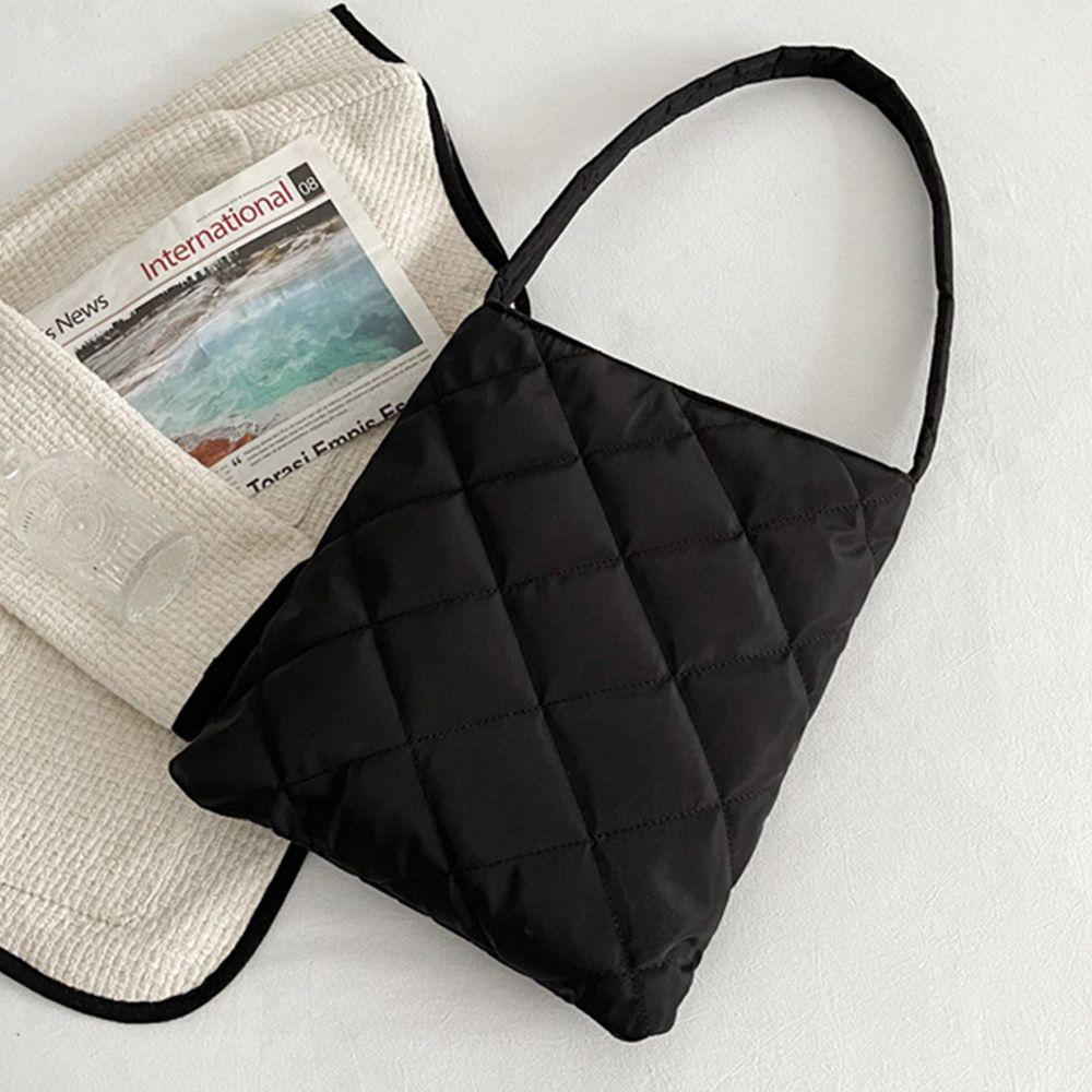 Winter Down Bag Quilted Space Cotton Handbags For Women Large Capacity Tote Bags Female Wide Strap Feather Padded Crossbody Bags