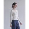 iiiamx Women's V-Neck Fleece-Lined Slim Fit Long Sleeve T-Shirt