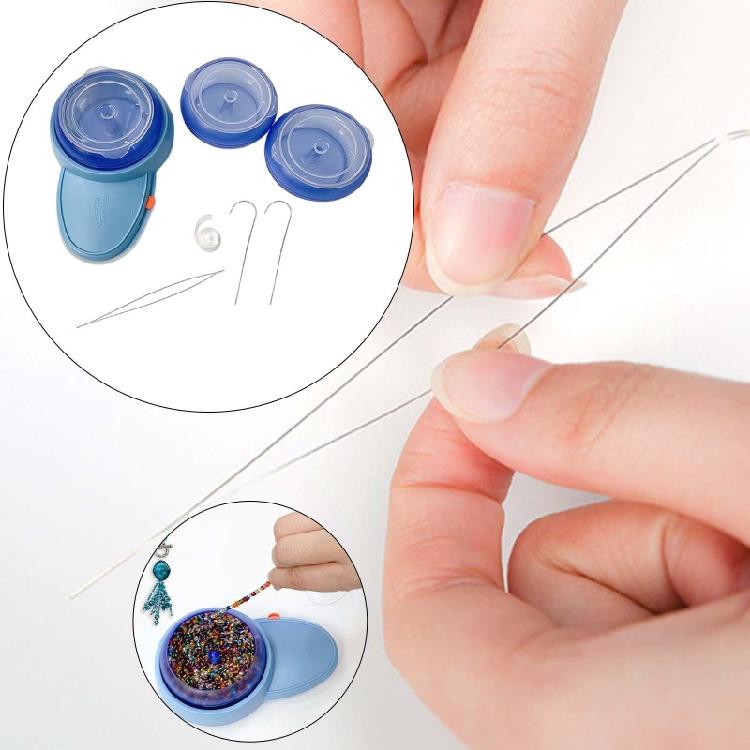Bead Spinner with 2 PCS Exlarge Eye Beading Needles ABS Spin Bead Loader