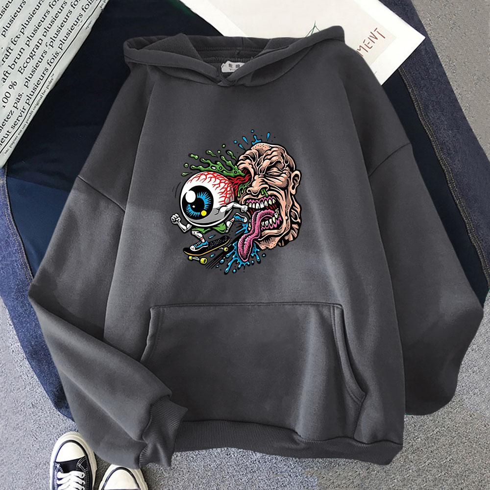 The Eye of Skateboarding Hoodies Male/Female Sweatshirts with Hooded Long Sleeve Casual Kpop Streetwear Mens Coat