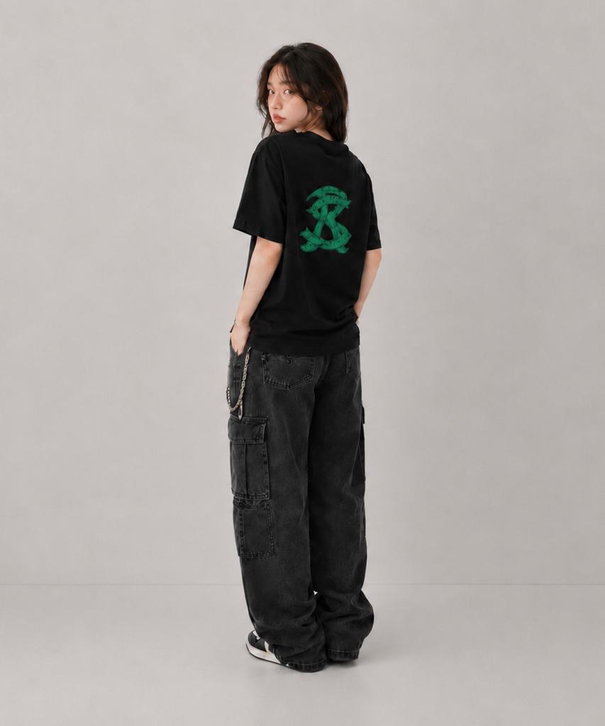 Seuteijial Sr Vintage Printed Short Sleeve T-Shirt [Black]