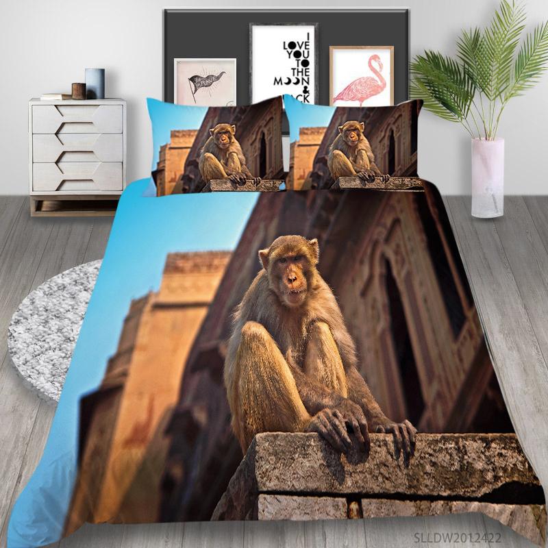 New Fashion Duvet Covers Home Bedclothes Monkey Home Textiles with Pillowcase Gift Teen ChildrenHighly Quality Bedding Cover Sets