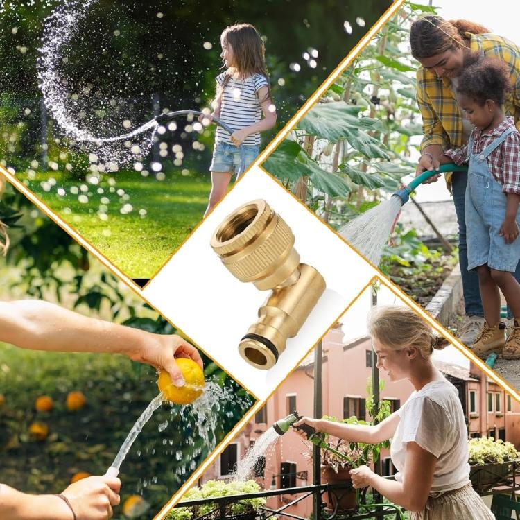 2Pcs Brass Outdoor Hose Connectors 90 Degree Tap Adapter for Gardening Metal Angled Elbow Practical Faucet Attachment