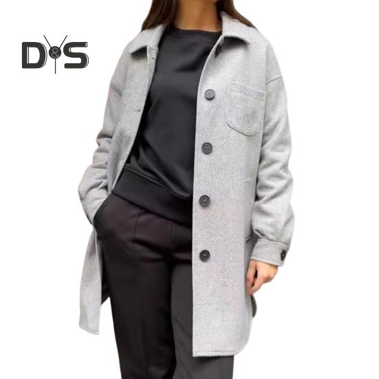 

Женское зимнее пальто с отложным воротником и карманами, однотонный кардиган с нагрудным карманом, свободная верхняя одежда, термобелье с длинными рукавами, зимняя куртка для поездок на работу и свиданий M светло-серый