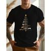 European Sizes Casual Short-Sleeve T-Shirt for Big And Tall Men Featuring a Graphic Print of a Christmas Tree Made of Perfect for Summer Wear
