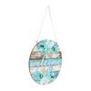 Front Door Sign Rustic Retro Style Water Proof Wood Hanging Round Welcome Sign for Outdoor Fence Decor Flower Pattern