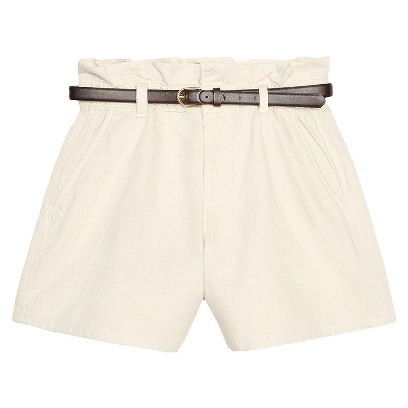 

Zaprha 2025 Новое поступление Американские сексуальные джинсовые кэжуал шорты с высокой талией и эффектом бумажного пакета Женские, стройнящие 8228028 raw white L