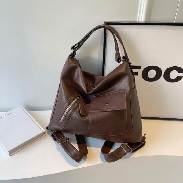 Womens Leather Shoulder Crossbody Bag Large Capacity Backpack Student School Bag