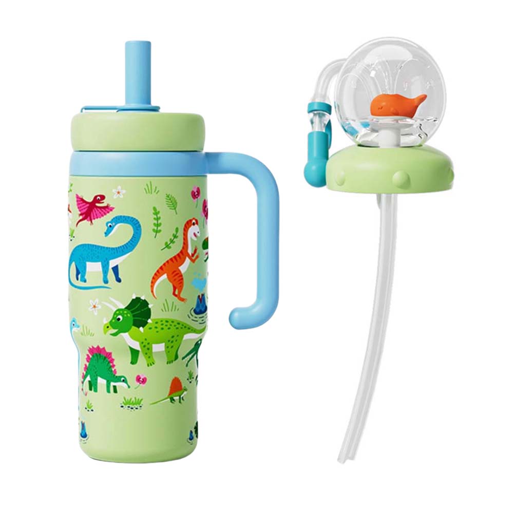 Stainless Steel Drinking Cup with Handle Whale Squirt Water Cup Leak Proof Water Bottle with Straw for Kids Teens and Adults