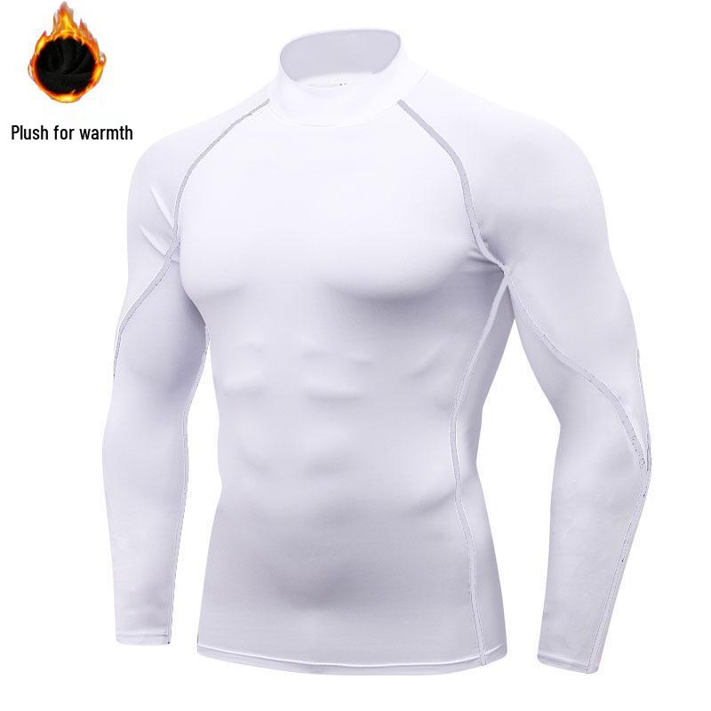 Men's High Neck Performance Long Sleeve Sports Shirt - Stretch, Breathable, Stand-Up Collar for Running & Basketball