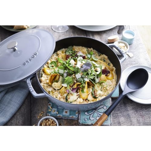 Staub Braiser Saut? Pan, Gray, 24cm, Double-Handled, Cast Iron Enamel, Shallow, Sukiyaki, Induction Compatible [Official Japanese Product] Braiser 405