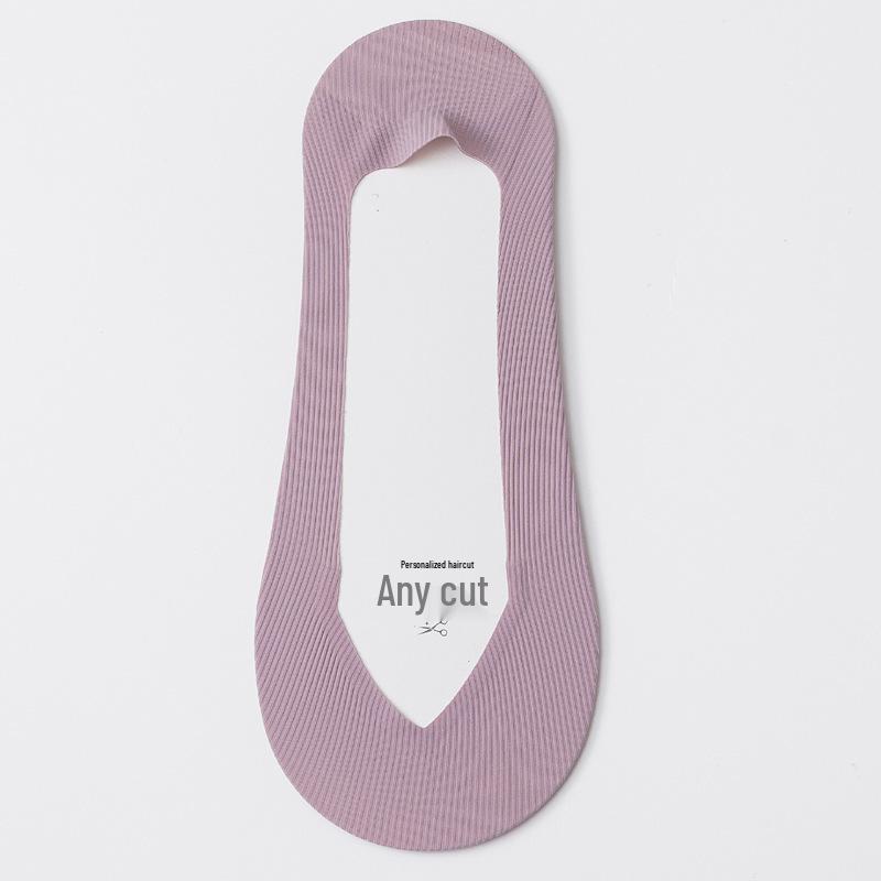Women's Summer Ice Silk Low-Cut Socks - Non-Slip Heel, Cotton Sole, Invisible & Thin
