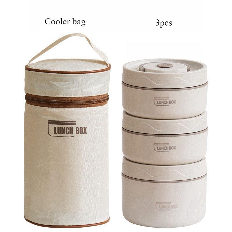 304Stainless Steel Food Grade Insulated Lunch Box Set with Insulated Bag 3Individually Stackable Bento Boxes for Adults and Kids