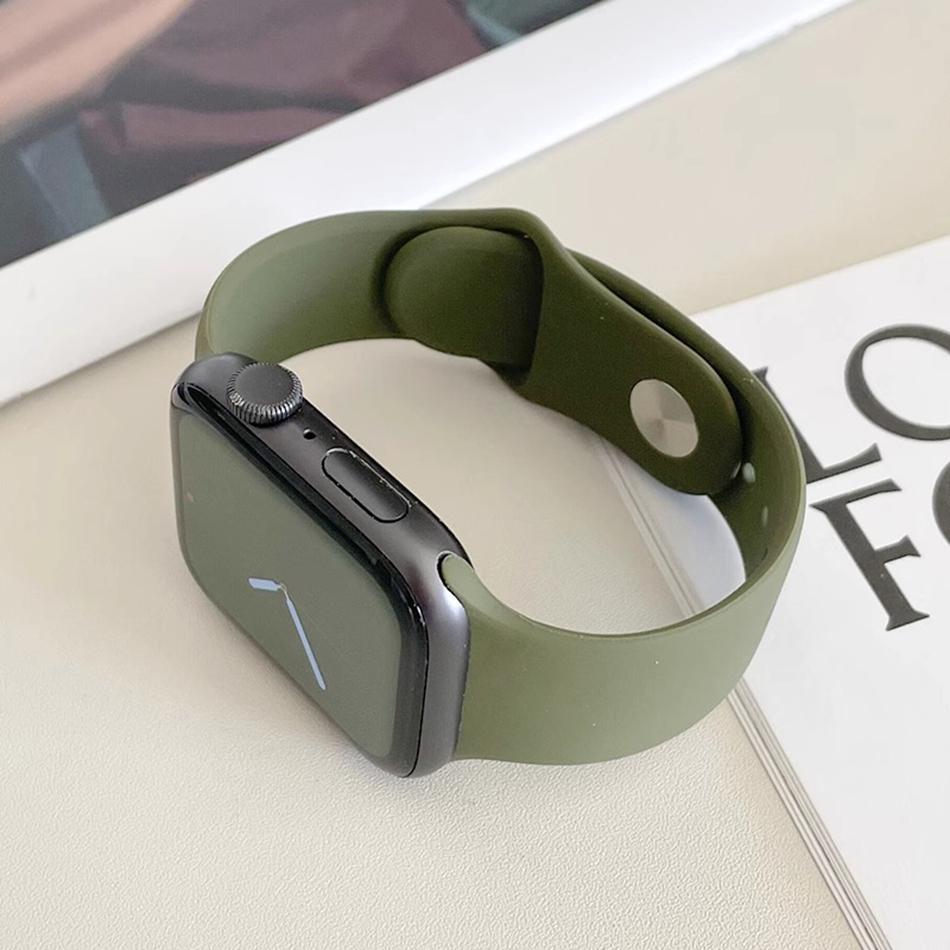 

Strap For Apple Watch Band S11/10/9/8/7/SE/6/Ultra IWatch 49/46/45/44/42/41/40/38mm Army Green Nylon Magnetic Silicone Bracelet 38 40 41(S11 10)42MM