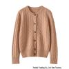 Women's Thick Cable Knit Cashmere Cardigan - Autumn/Winter Round Neck Loose Knitwear Jacket