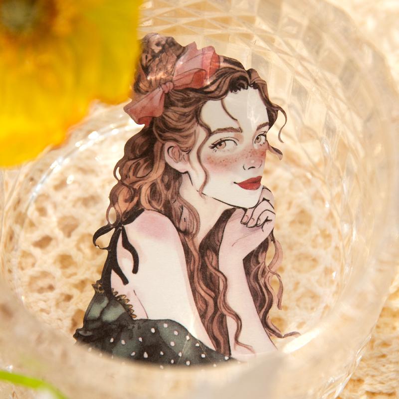 Journal GO 10pcs Beautiful Girls Sticker Decor Photo Album DIY Scrapbooking Collage Stationery Aesthetics Craft Girl Decals