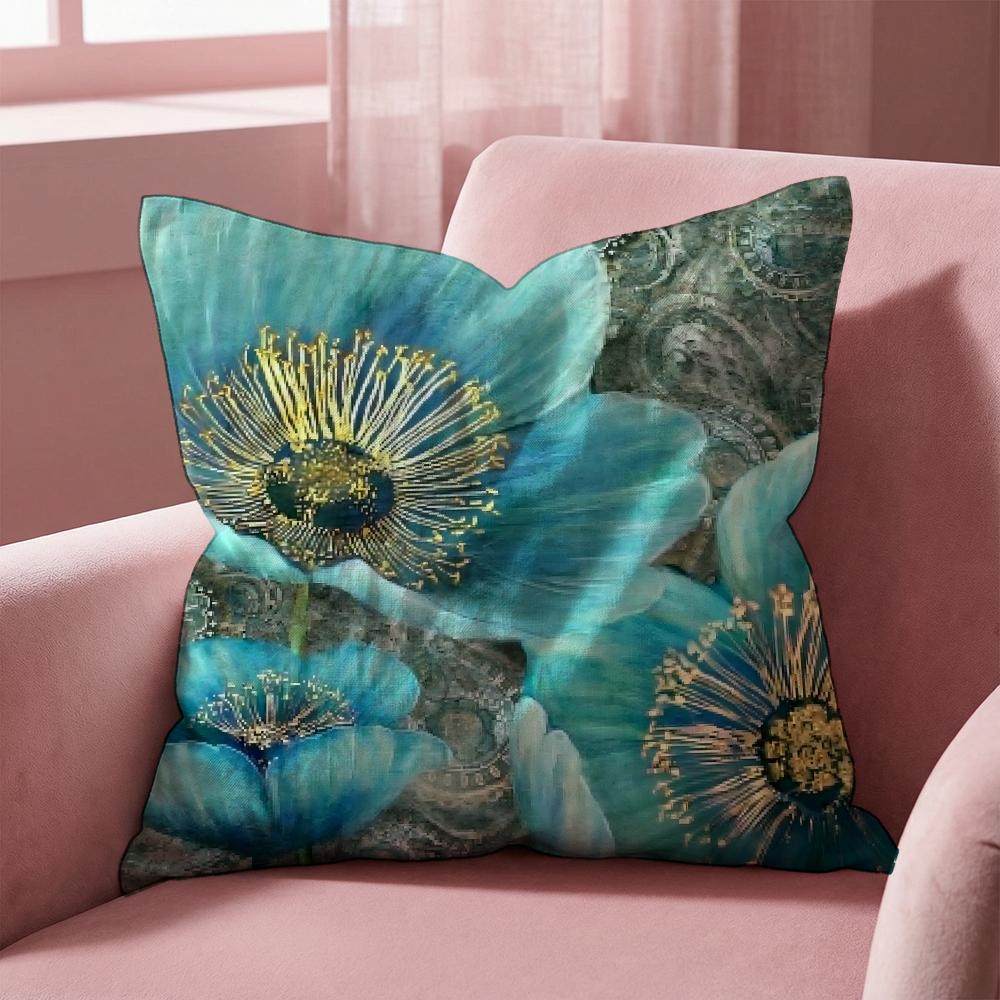 Oil Painting Floral Elegant  Cushion Cover Multi-Scene Pillow Cover for Home & Car - Reversible, Soft & Durable for Daily Use