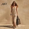 Versatile Women Dress Women's Sleeveless Maxi Dress, Square Neck Spaghetti Strap Retro Style Casual Long Summer Slit Beach Vacation Sundress Everyday