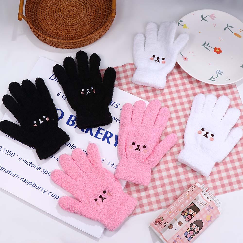 Knitted Gloves Plus Velvet Smile Female Gloves Full finger Gloves  Gloves Wool Mittens
