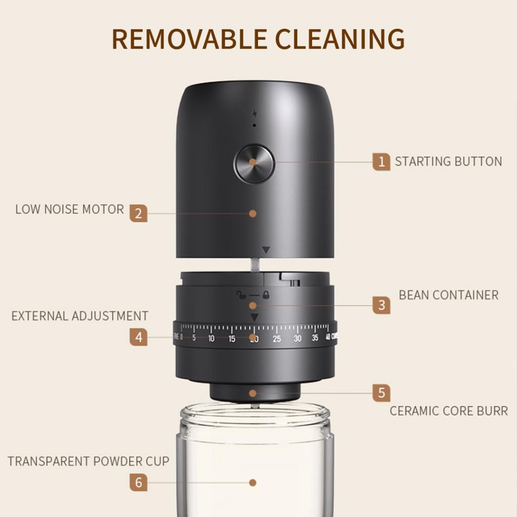 Kitchen Accessories Wireless Portable Electric Coffee Bean Grinder Rechargeable 40 Levels Adjustable Coarseness Grinding Machine