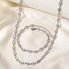 Stainless Steel Jewelry Set Necklaces Bracelet with Cute Pig Nose Hollow Carving High-end textured jewelry set For Women Jewelry