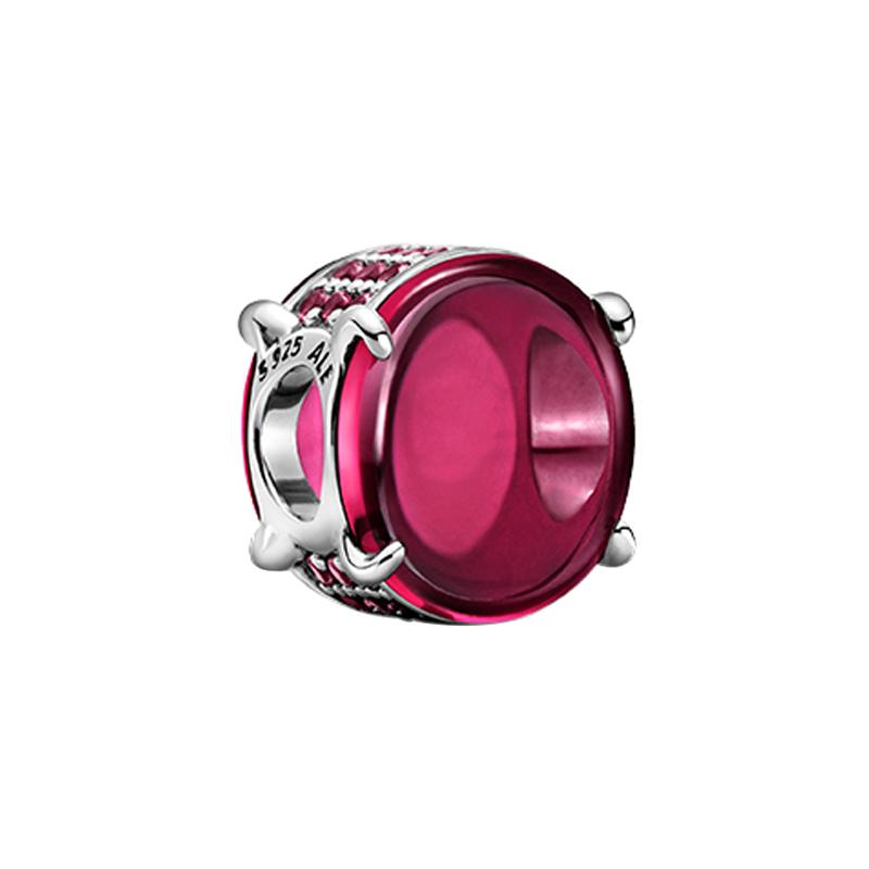 Pandora 925 silver red oval cabochon gemstone charm for women 799309C01 серебряный