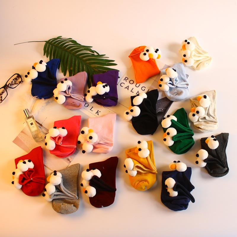 3d three-dimensional big eyes cute cartoon candy color women's cotton tube socks