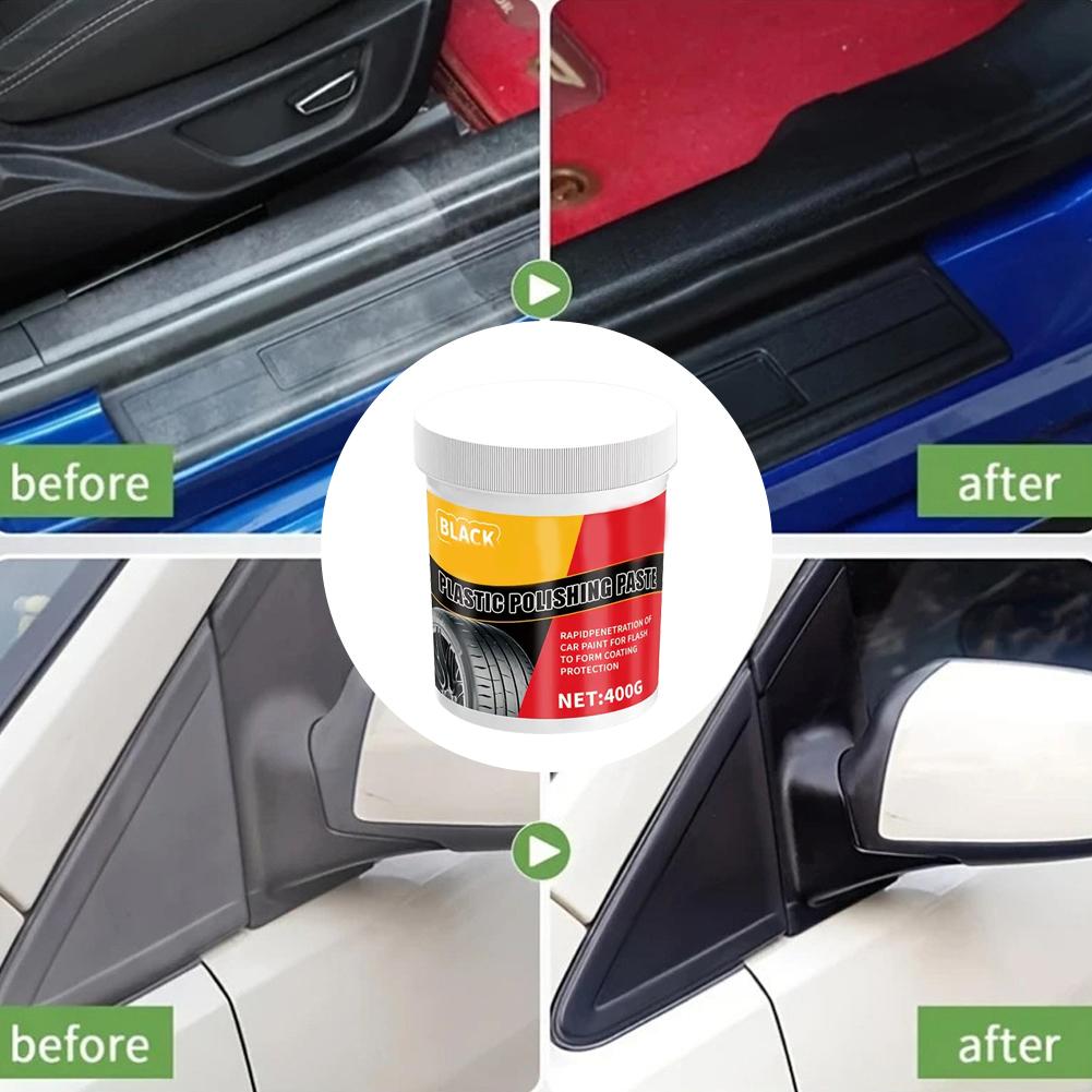 Pasta Ripara Plastica e Gomma 150g - Polish Nero Cristallo per Graffi Auto, Lucida Gomme e Rinnovo Interni, Anti-Invecchiamento & Fa B9K4