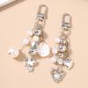Pretty Alloy Love Heart Keychain Women Girls Crystal Pearl Key Ring Pendants for Handbag Decor DIY Key Chain Jewelry Gift