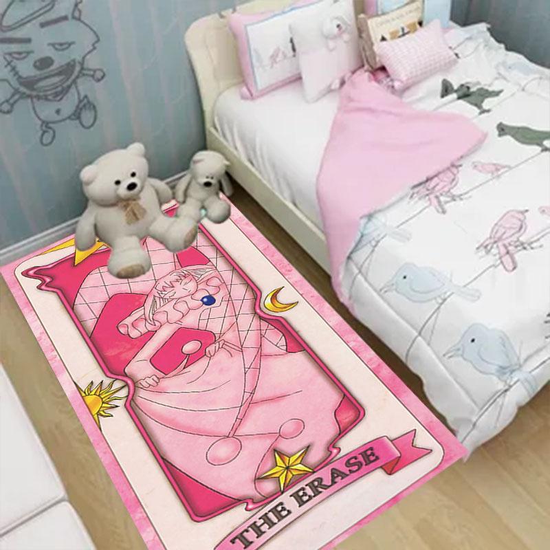 Kawaii Cardcaptor Sakura Area Rug Kids Carpets Tarot for Girls Home Living Room Rug Bedroom Sofa Doormat Floor Anti Slip Mats