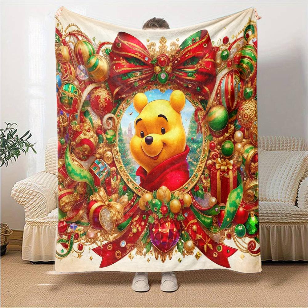 Christmas Winnie Pooh Blanket Soft Throw Blanket For Home Bedroom Bed Sofa Travel Office Solid Christmas Blanket