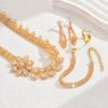 Gold Plated Jewelry Set India Dubai Jewelry Bare Diamond Zircon Necklace Bracelet Ring Earrings Set