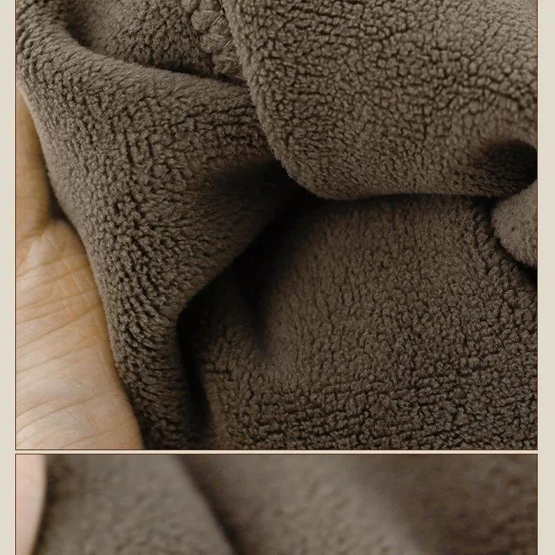 Ristefleece Fortykket Varm Utendørs Vindtett Bukse for Høst og Vinter Herre Sport Pluss Størrelse Ankelknytt Varm Sanitærbukse